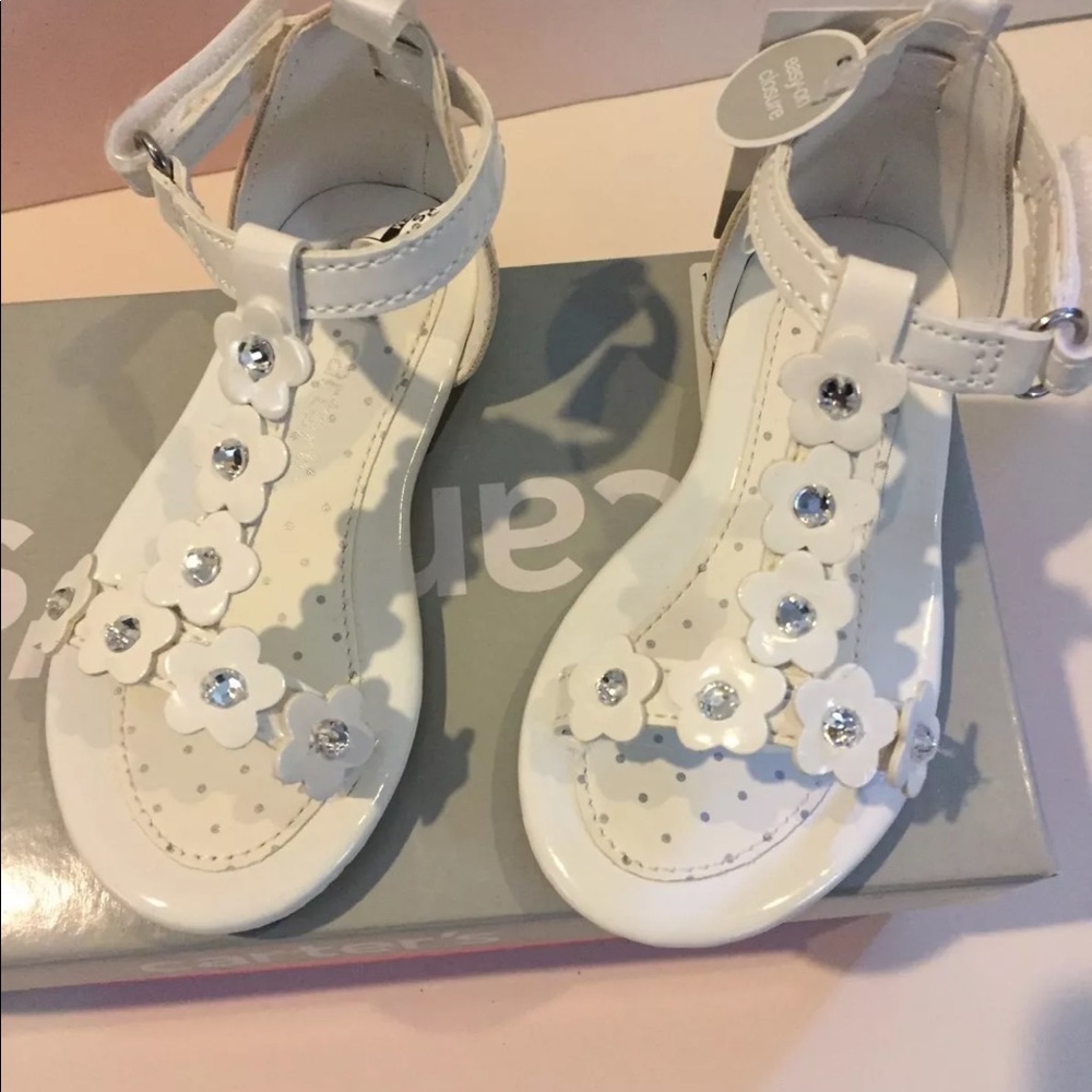 Carter’s 6 toddler sandals white bling nib